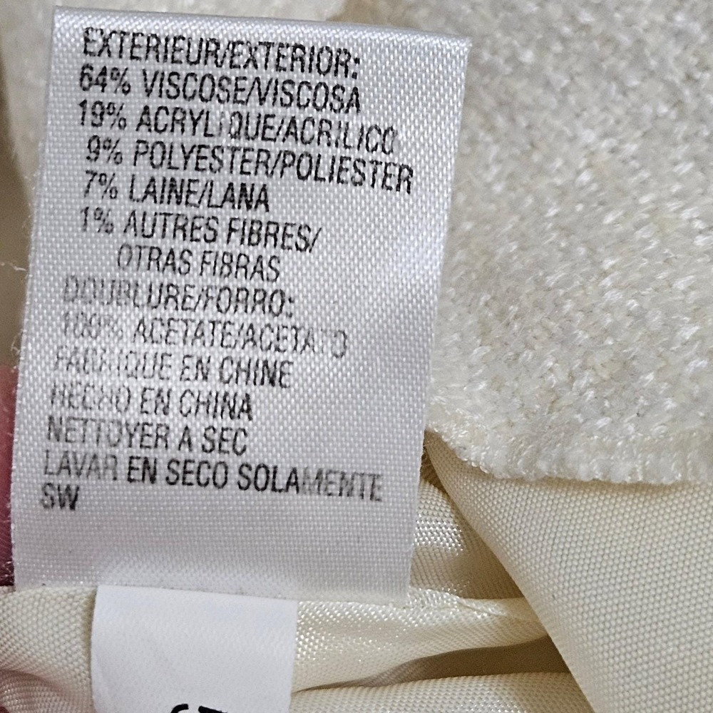 Tahari Arthur S Levine Ivory Ruffle Bouclé Blazer Y2K Petite 14P Office Chic - Picture 8 of 14